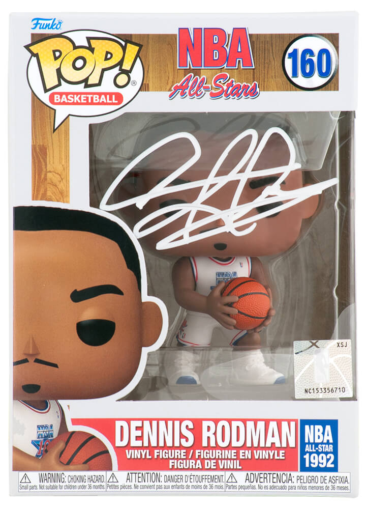 RODFUN203 Dennis Rodman Signed 1992 NBA All-Star White Jersey Funko Pop Doll No.160