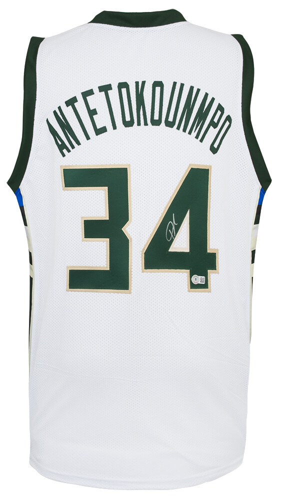ANTJRY201 Giannis Antetokounmpo Signed White Greek Freak Custom Basketball Jersey - JSA