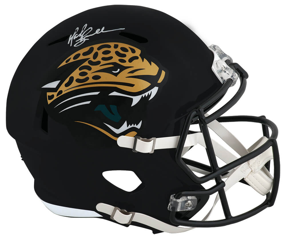 BRUREP315 Mark Brunell Signed Jacksonville Jaguars Turnback Riddell Full Size Speed Replica Helmet - White Ink