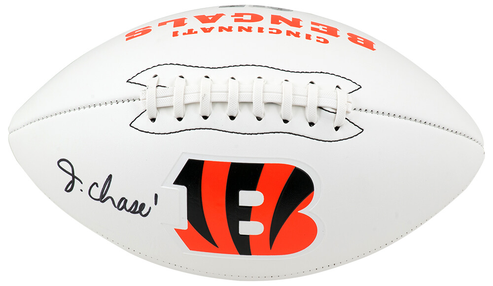 CHAFTB310 JaMarr Chase Signed Cincinnati Bengals Franklin White Logo Football - Beckett