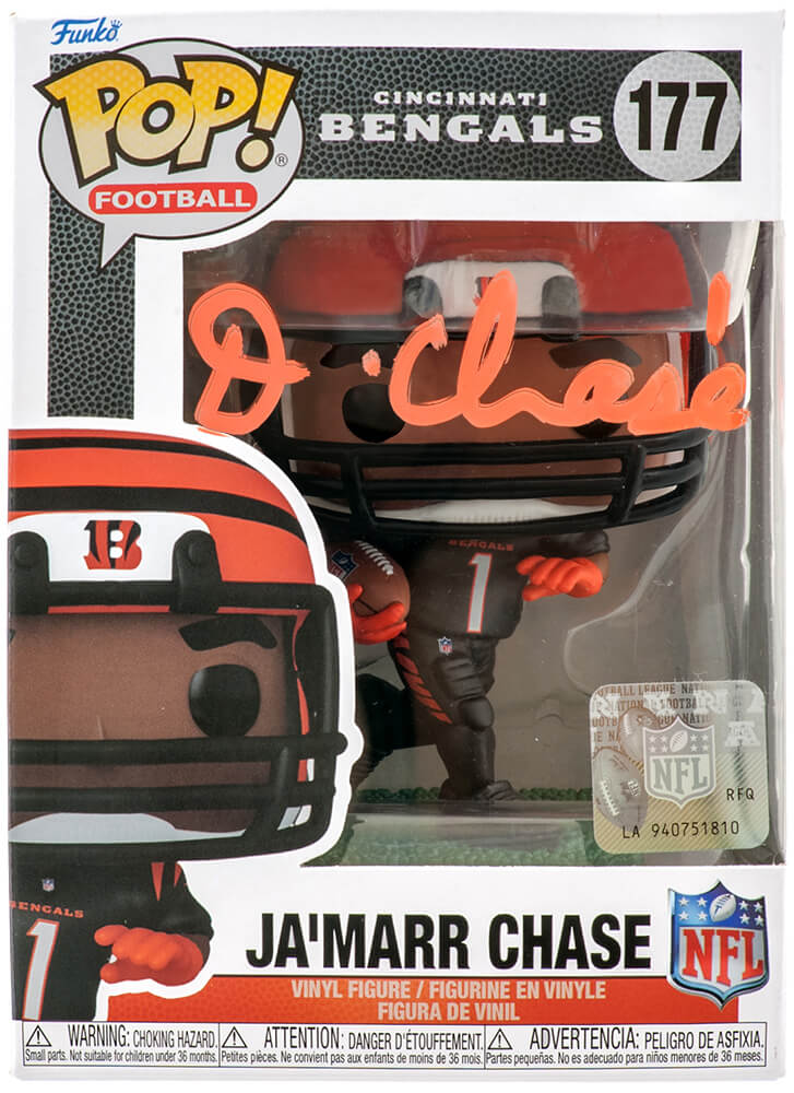 CHAFUN300 JaMarr Chase Signed Cincinnati Bengals NFL Funko Pop Doll No.177 - Beckett