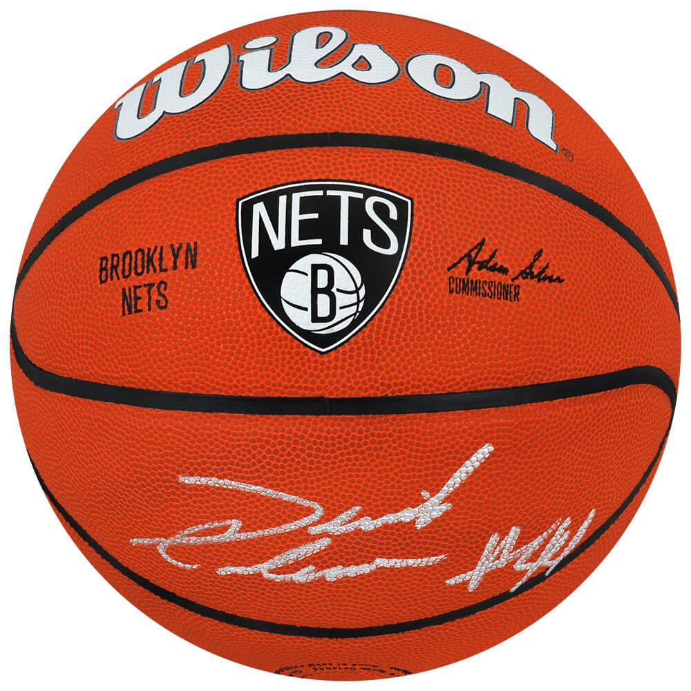 COLBSK204 Derrick Coleman Signed Brooklyn Nets Logo Wilson NBA Basketball