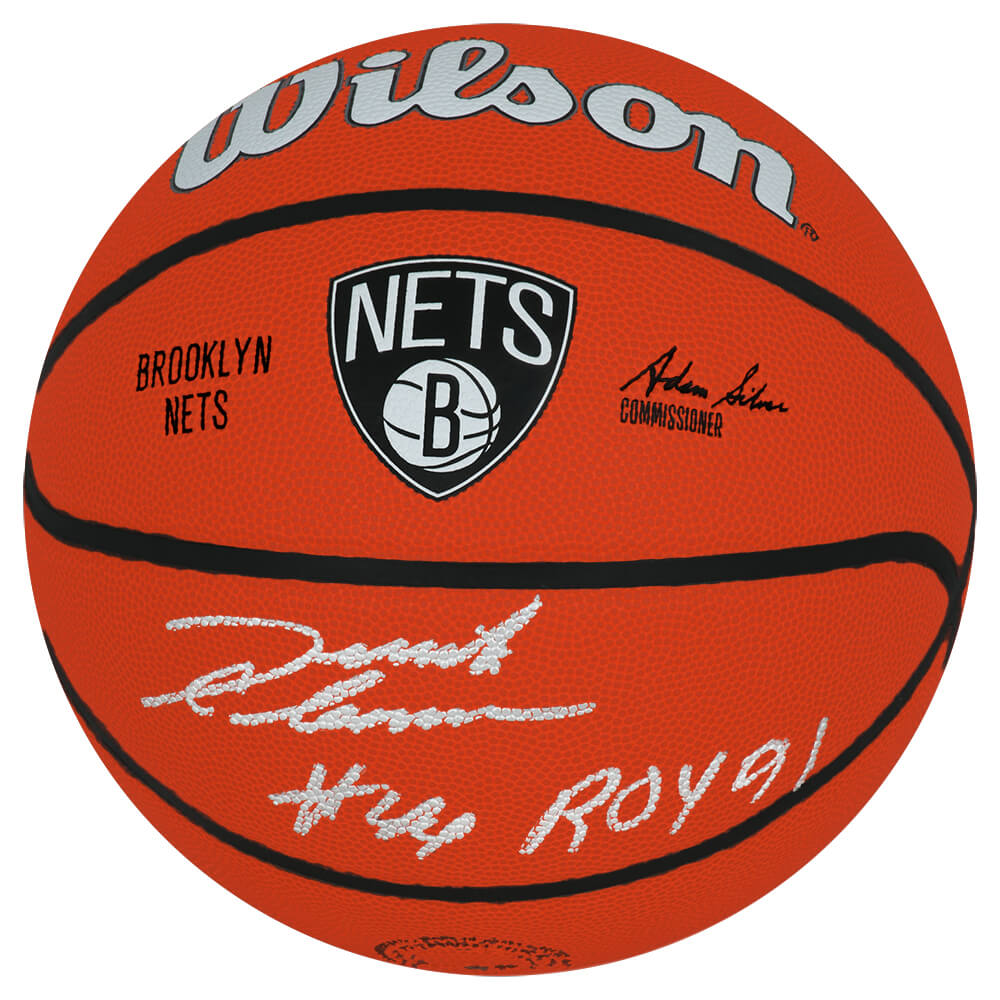COLBSK205 Derrick Coleman Signed Brooklyn Nets Logo Wilson NBA Basketball with ROY 91