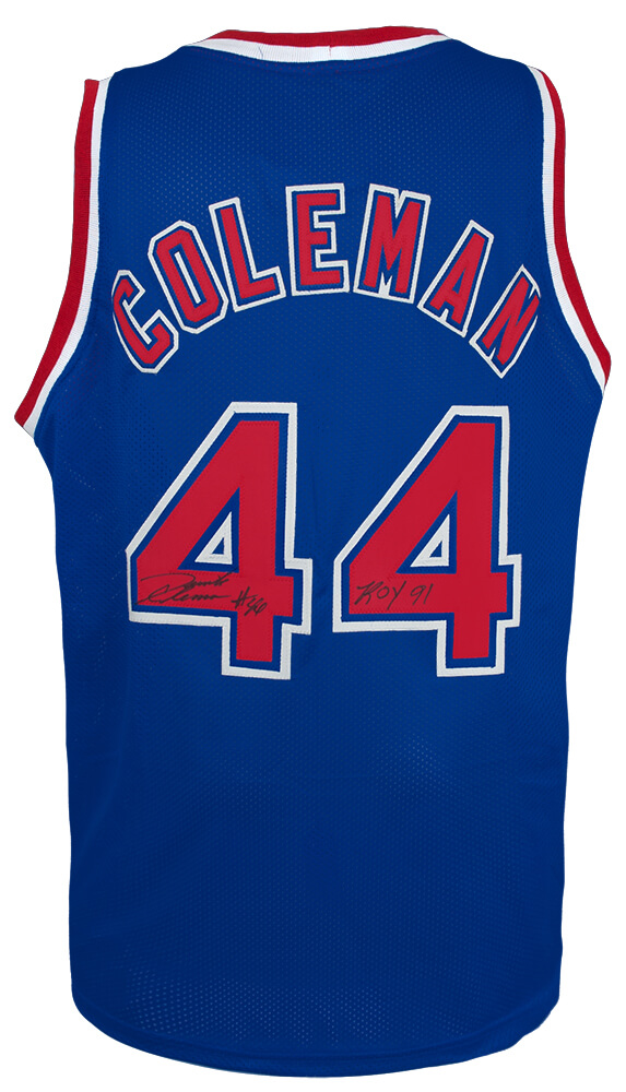 COLJRY201 Derrick Coleman Signed Blue Custom Basketball Jersey with ROY 91