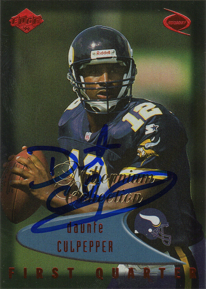 CULCAR322 Daunte Culpepper Signed Minnesota Vikings 1999 Edge Odyssey Rookie Football Trading Card No.83