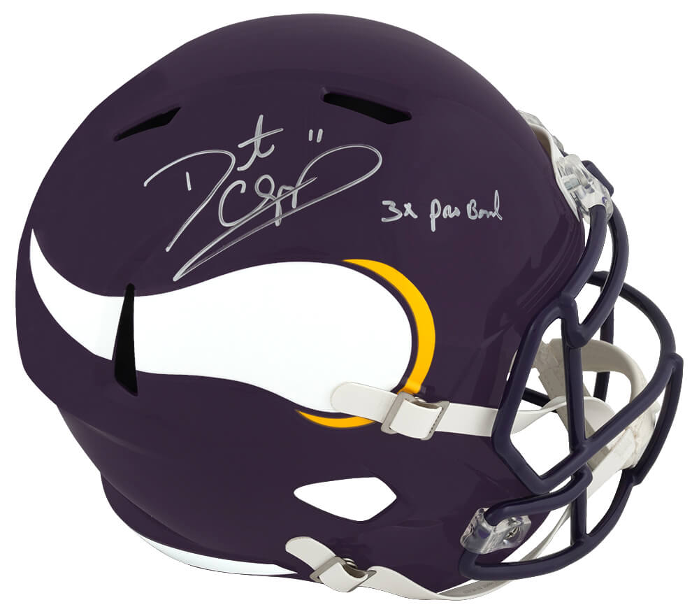 CULREP308 Daunte Culpepper Signed Minnesota Vikings Throwback Riddell Full Size Speed Replica Helmet with 3x Pro Bowl