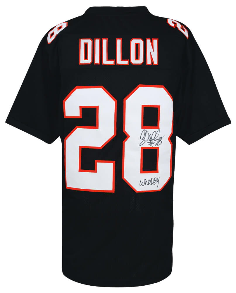 DILJRY302 Corey Dillon Signed Black Custom Football Jersey with Who Dey