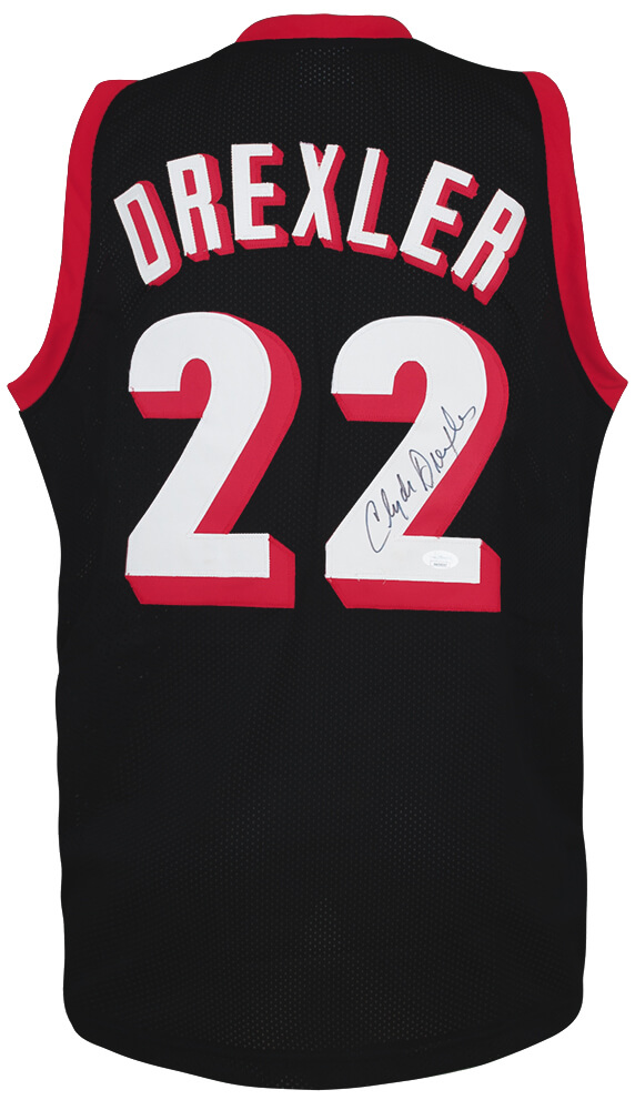 DREJRY206 Clyde Drexler Signed Black the Glide Throwback Custom Basketball Jersey - JSA COA