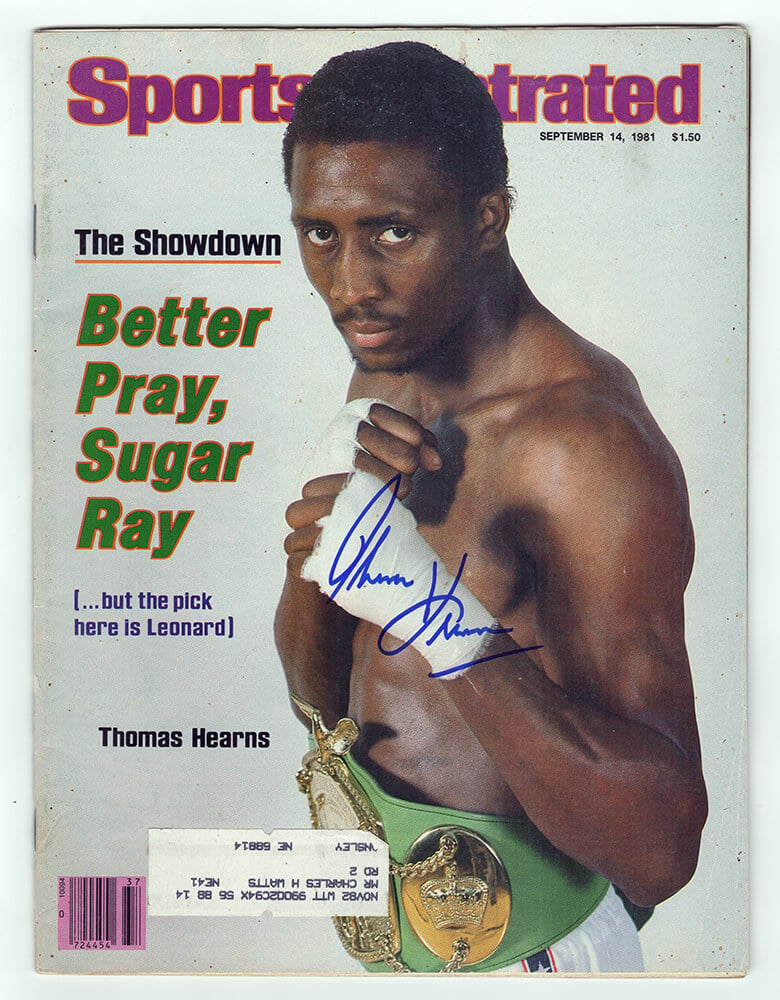 HEAMAG501 Thomas Hearns Signed Sports Illustrated Better Pray, Sugar Ray September 14 1981 Original Magazine
