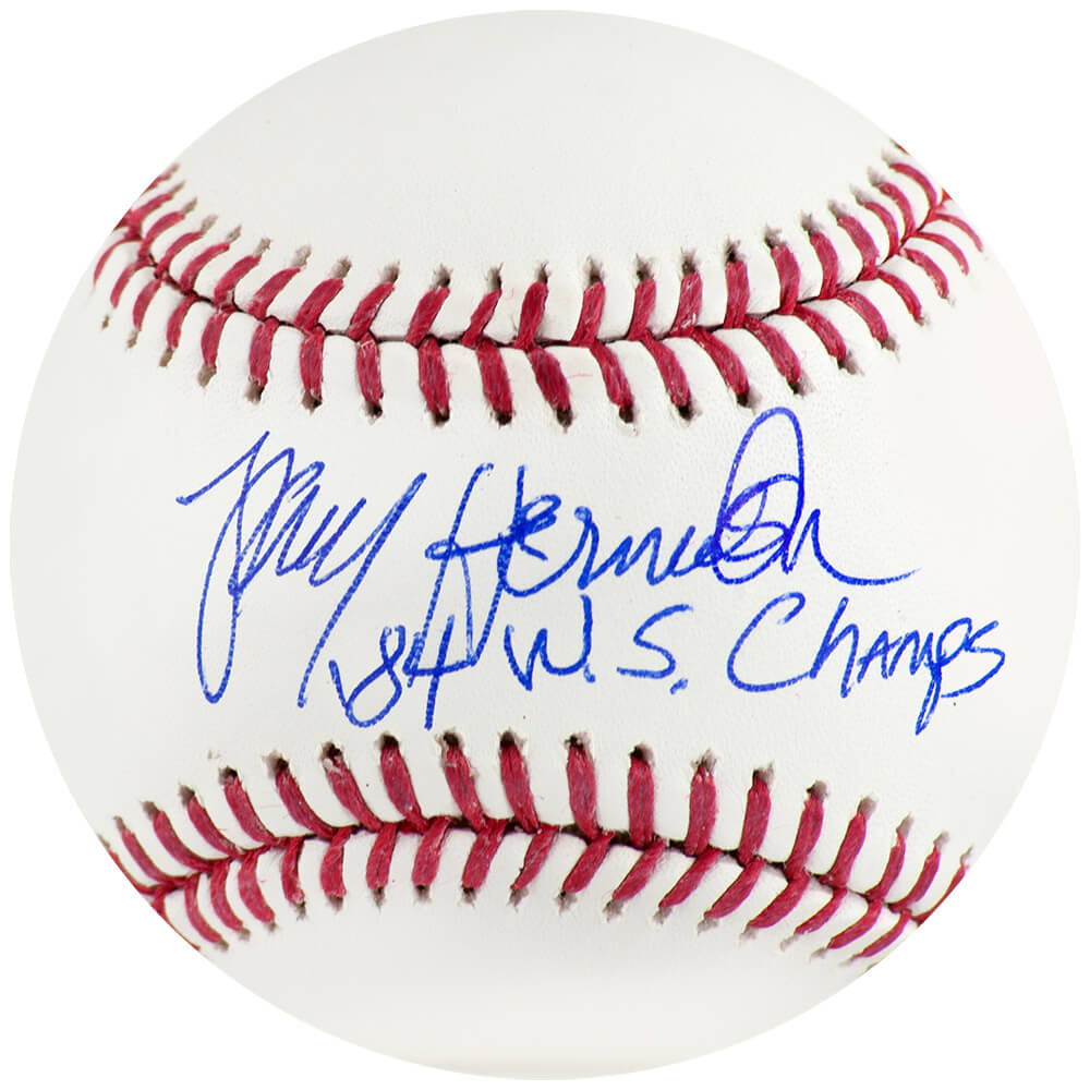 HERBSB150 Larry Herndon Signed Rawlings Official MLB Baseball with 84 WS Champs