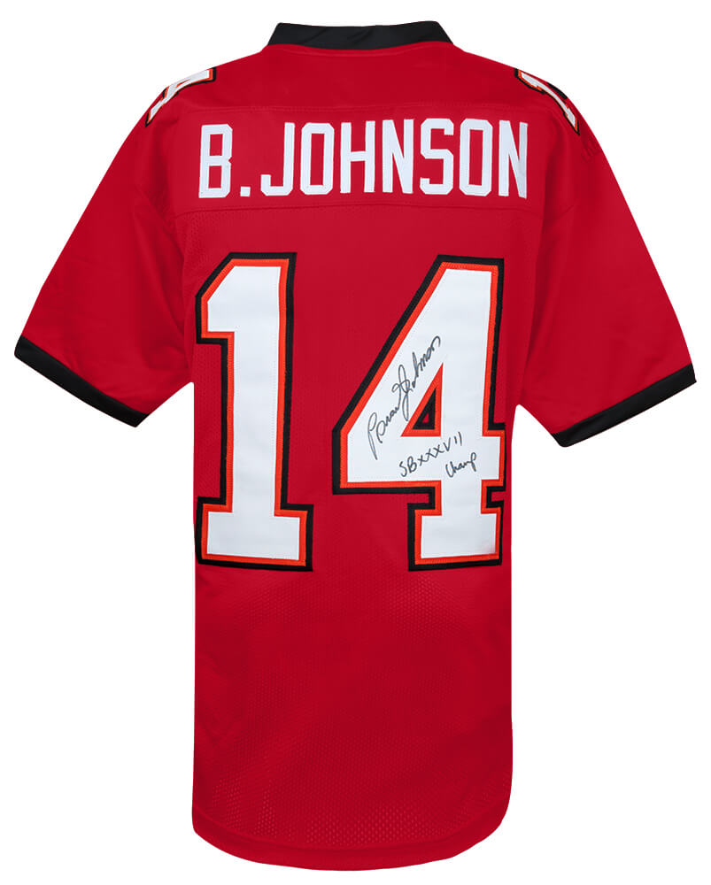 JOHJRY351 Brad Johnson Signed Red Custom Football Jersey with SB XXXVII Champs