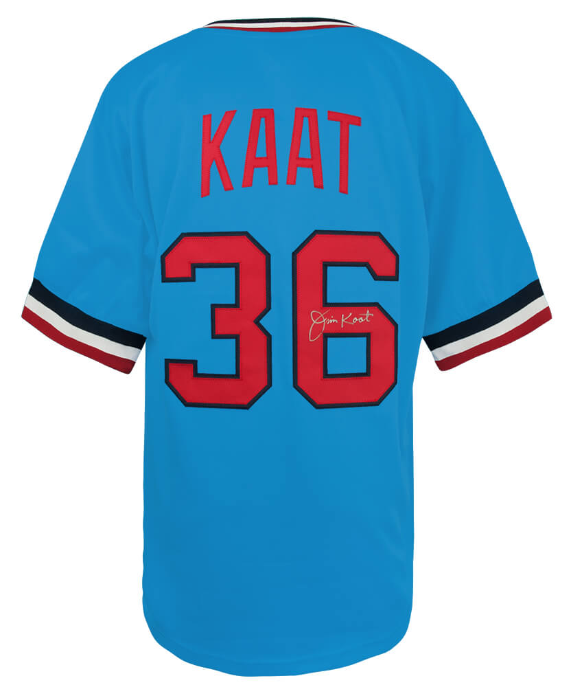 KAAJRY100 Jim Kaat Signed Baby Blue Throwback Custom Baseball Jersey