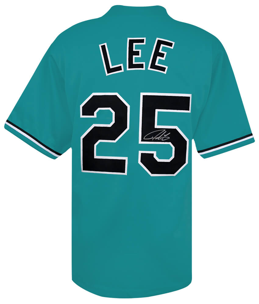 LEEJRY100 Derrek Lee Signed Teal Throwback Custom Baseball Jersey