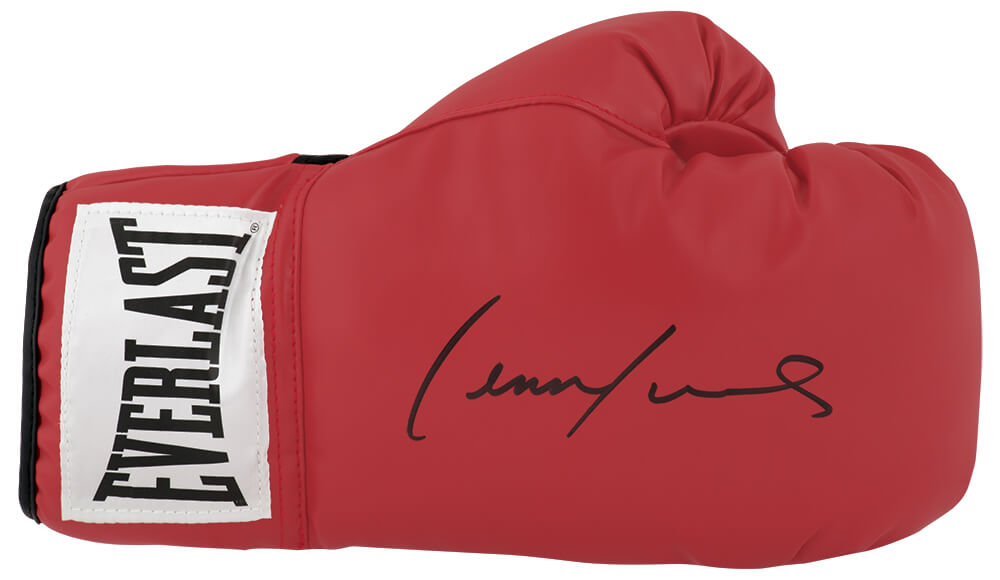 LEWGLV505 Lennox Lewis Signed Everlast Red Full Size Boxing Glove