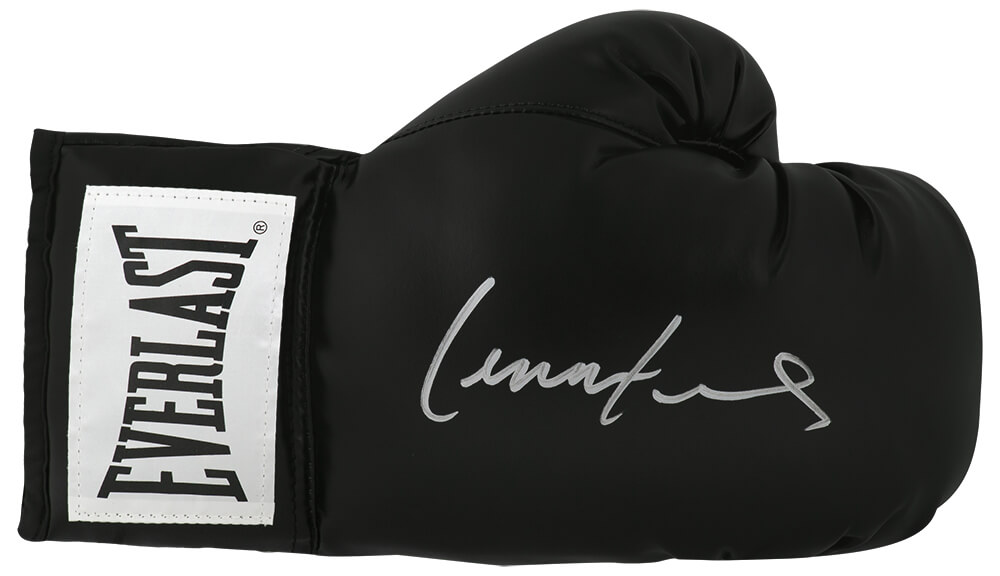 LEWGLV507 Lennox Lewis Signed Everlast Black Full Size Boxing Glove