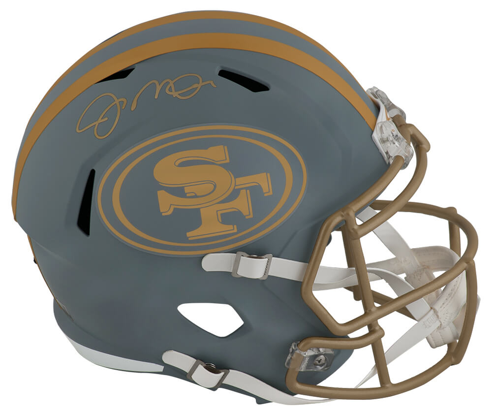 MONREP309 Joe Montana Signed San Francisco 49ers Slate Riddell Full Size Speed Replica Helmet - Fanatics
