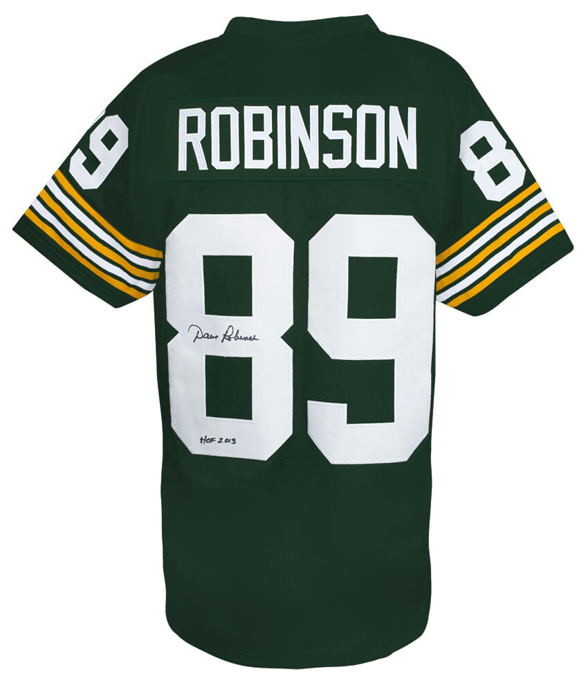 ROBJRY302 Dave Robinson Signed Green Custom Football Jersey with HOF 2013