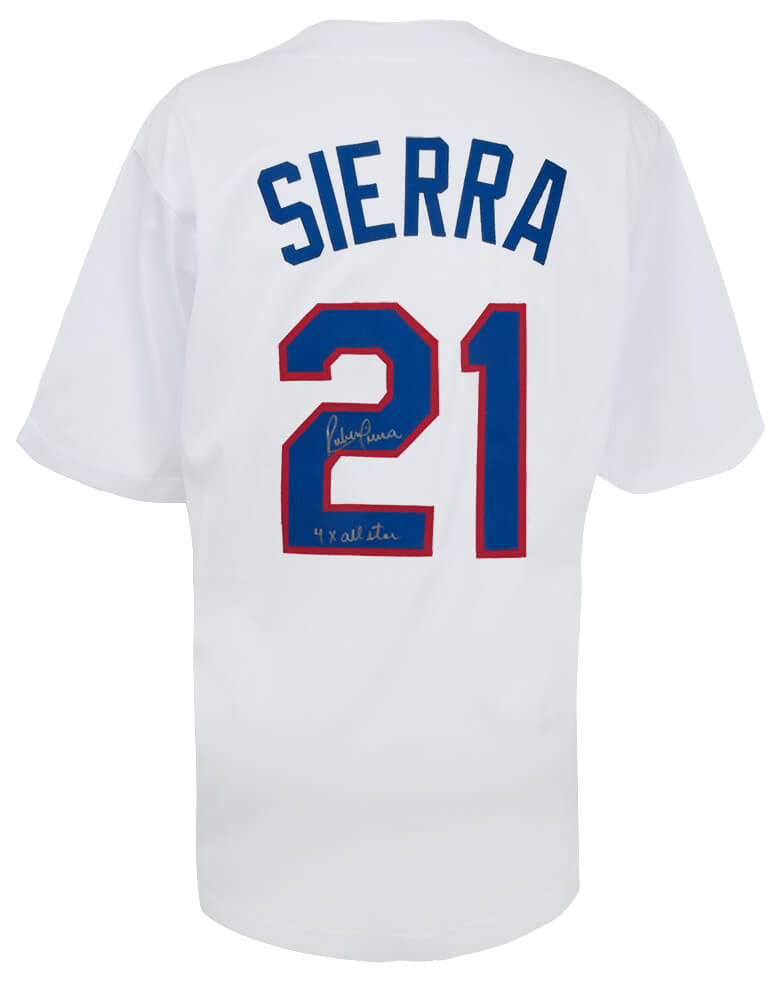 SIEJRY100 Ruben Sierra Signed White Custom Baseball Jersey with 4x All Star