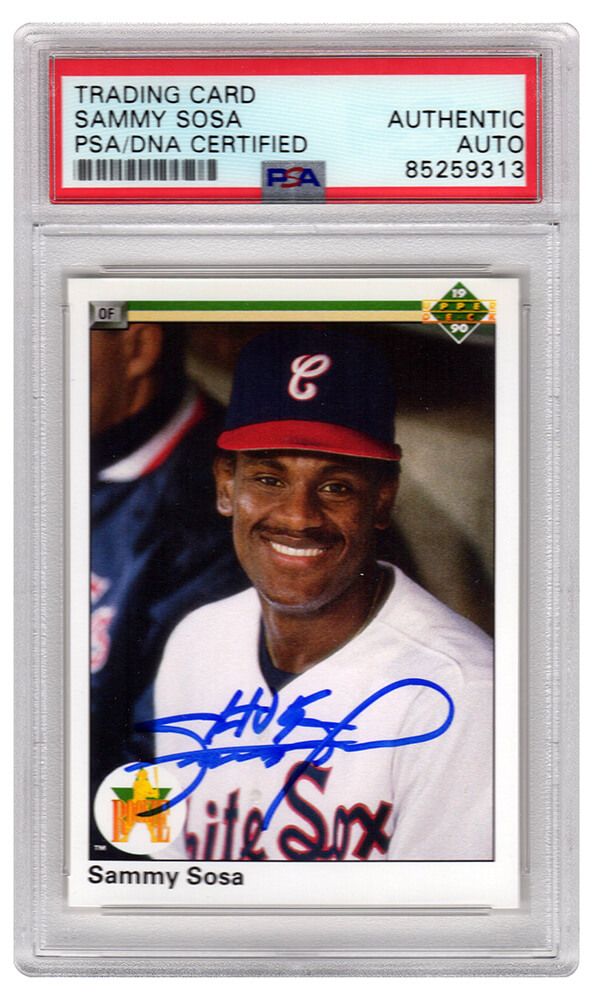 SOSCAR102 Sammy Sosa Signed Chicago White Sox 1990 Upper Deck Baseball Trading Card No.17 - PSA Encapsulated