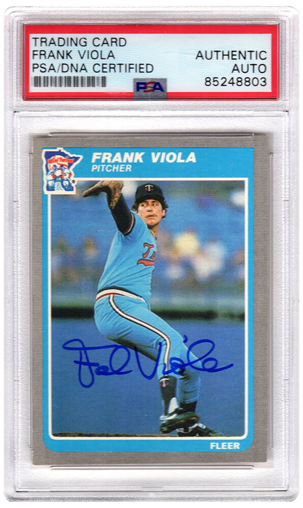 VIOCAR101 Frank Viola Signed Minnesota Twins 1985 Fleer Baseball Trading Card No.291 - PSA Encapsulated