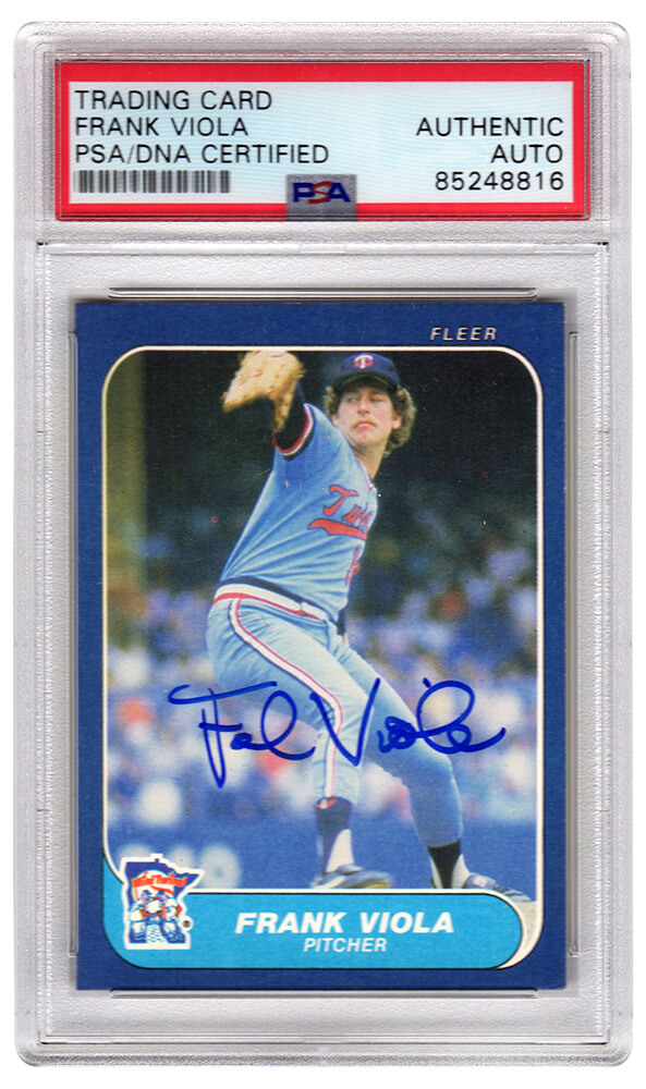 VIOCAR102 Frank Viola Signed Minnesota Twins 1986 Fleer Baseball Trading Card No.408 - PSA Encapsulated