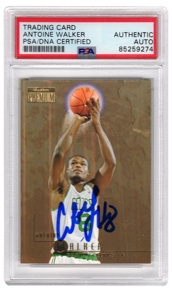 WALCAR210 Antoine Walker Signed Boston Celtics 1996-97 Skybox Premium Rookie Basketball Trading Card No.9 - PSA Encapsulated