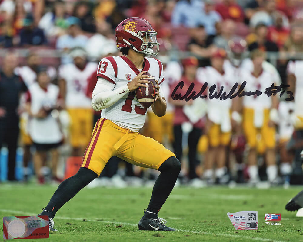 Picture of Schwartz Sports Memorabilia WIL08P365 8 x 10 in. Caleb Williams Signed USC Trojans White Jersey Action Photo - Fanatics