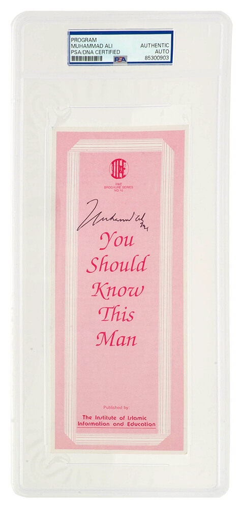 Picture of Schwartz Sports Memorabilia ALICUT504 9 x 3 in. Muhammad Ali Signed Islamic Brochure Series No.16 Pamplet&#44; Pink - PSA & DNA Encapsulated