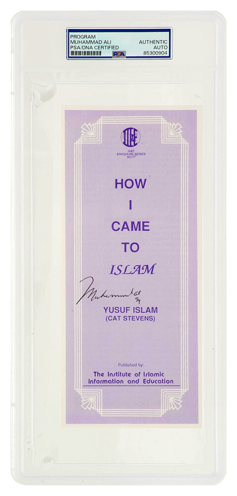 Picture of Schwartz Sports Memorabilia ALICUT505 9 x 3 in. Muhammad Ali Signed Islamic Brochure Series No.17 Pamplet&#44; Purple - PSA & DNA Encapsulated