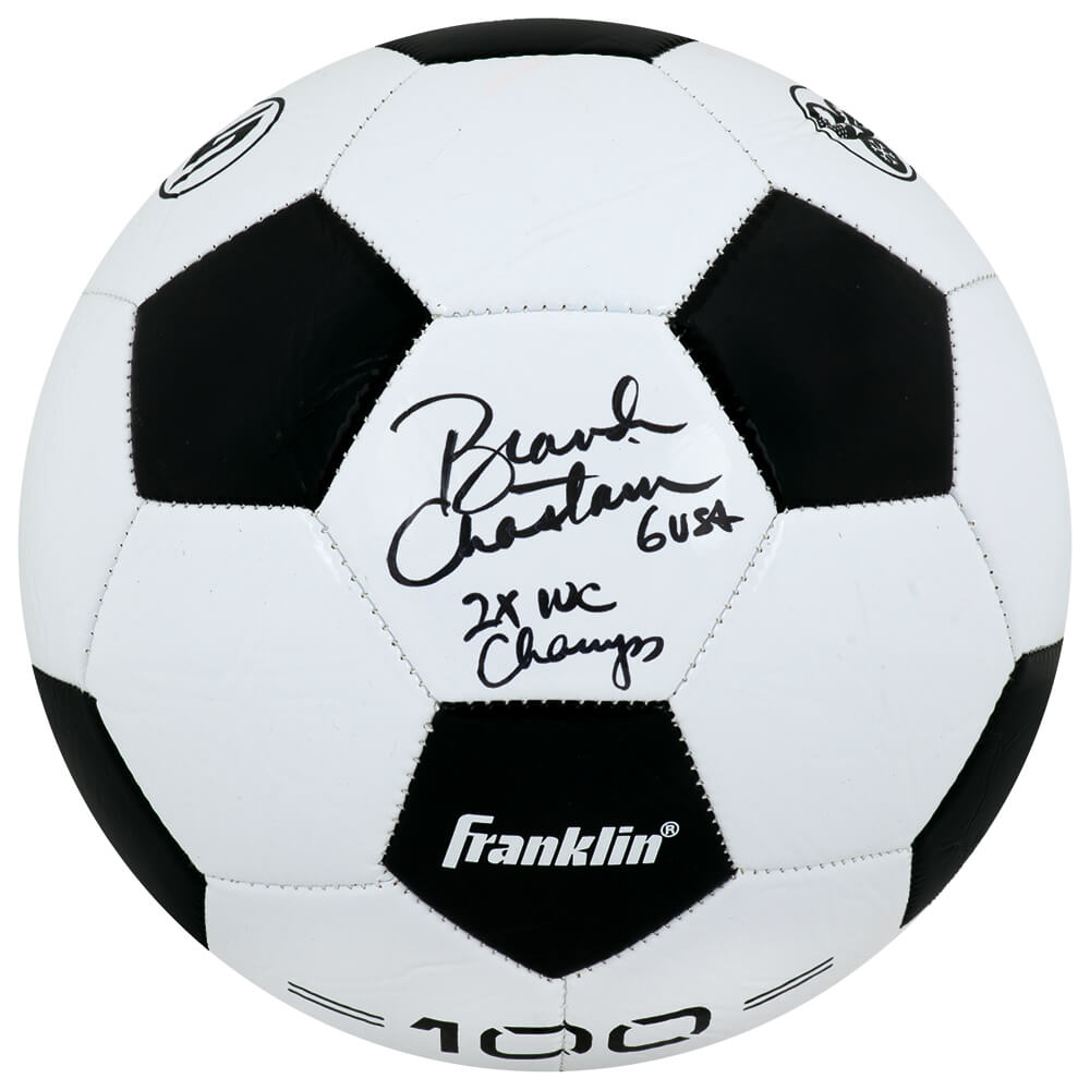 Picture of Schwartz Sports Memorabilia CHASCR505 5 Size Brandi Chastain Signed Franklin Soccer Ball with 2 x WC Champs&#44; Black & White