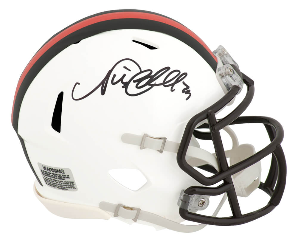 Picture of Schwartz Sports Memorabilia CHUMIN302 Nick Chubb Signed Cleveland Browns 2023 On - Field Alternate Riddell Speed Helmet&#44; White - Mini Size