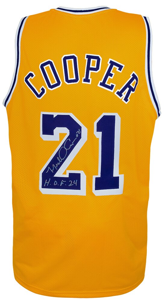 COOJRY201 Michael Cooper Signed Custom Basketball Jersey with HOF 24, Gold