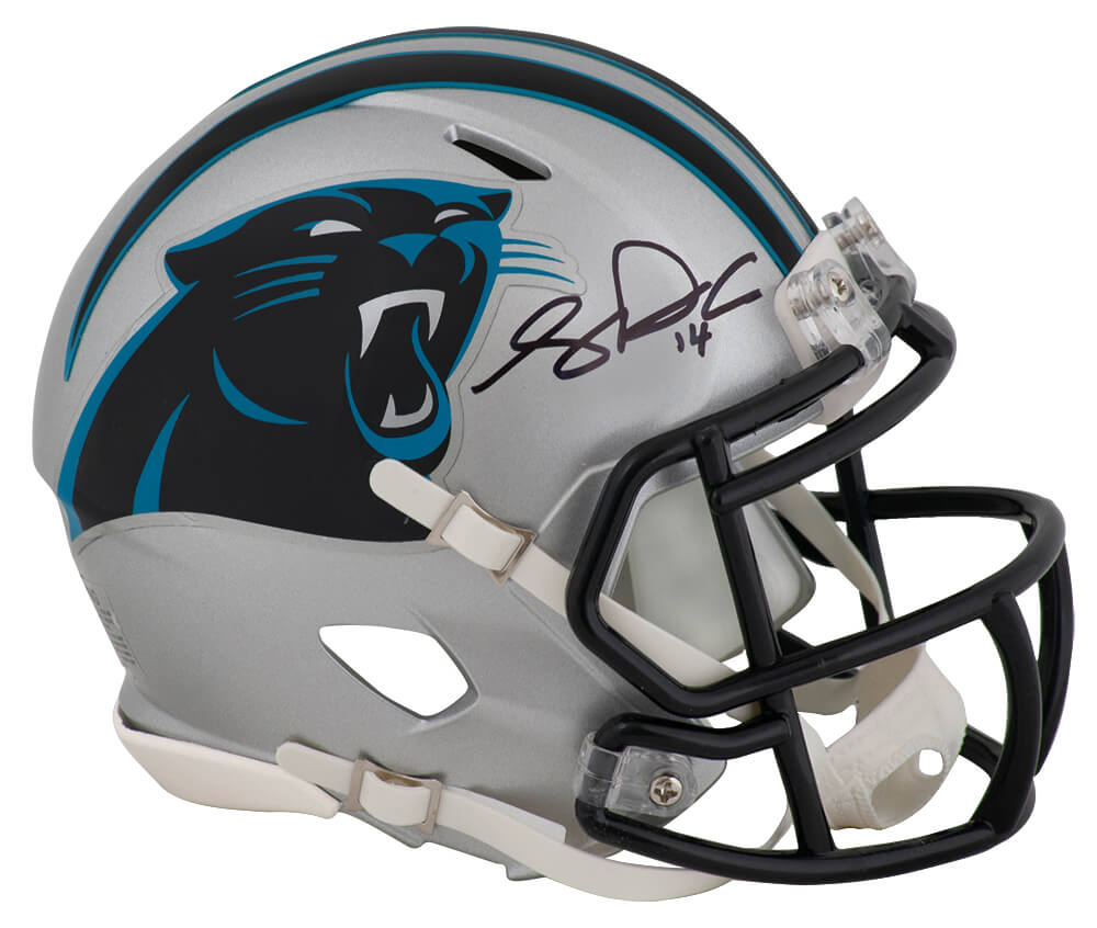 Picture of Schwartz Sports Memorabilia DARMIN300 Sam Darnold Signed Carolina Panthers Riddell Speed Helmet - Fanatics - Mini Size
