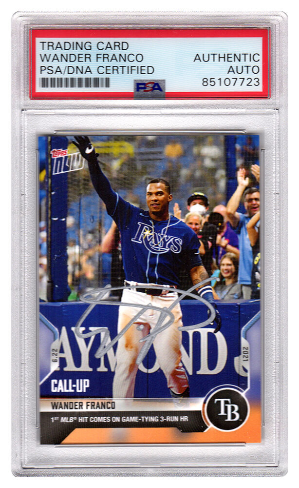 FRACAR103 Wander Franco Signed Tampa Bay Rays 2021 Topps Now Baseball Card No.402 - PSA Encapsulated