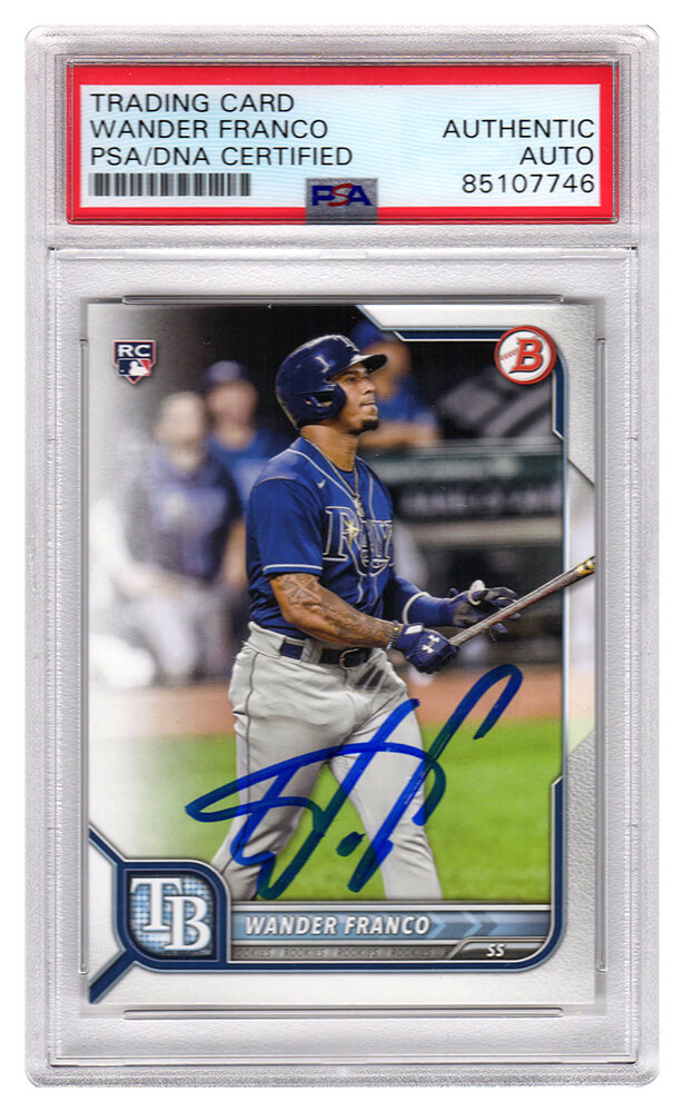 FRACAR105 Wander Franco Signed Tampa Bay Rays 2022 Bowman Rookie Baseball Card No.12 - PSA Encapsulated