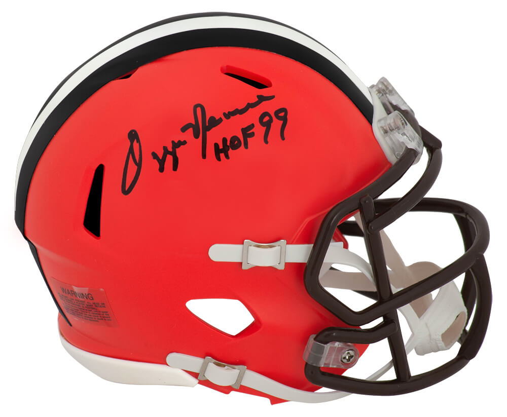 Picture of Schwartz Sports Memorabilia  MIN304 Ozzie Some Signed Cleveland Browns Riddell Speed Helmet with HOF 99 - Mini Size