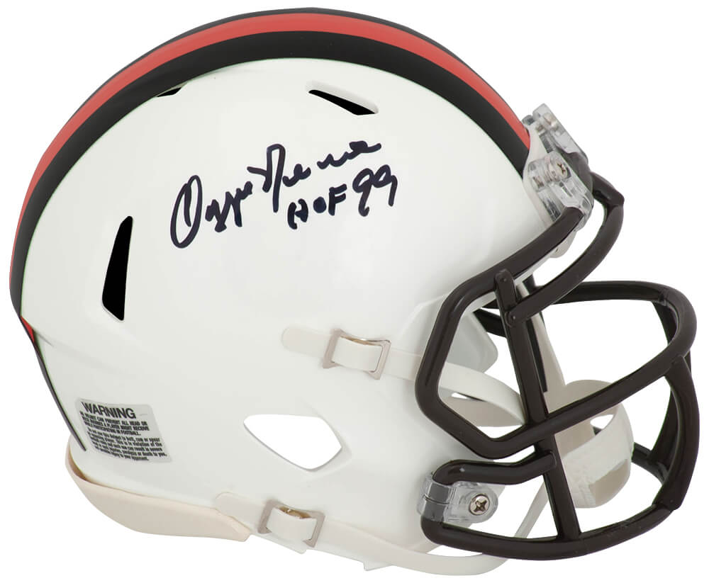 Picture of Schwartz Sports Memorabilia  MIN306 Ozzie Some Signed Cleveland Browns 2023 Alternate Riddell Speed Helmet with HOF 99&#44; White - Mini Size