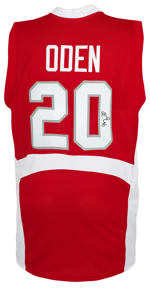 ODEJRY200 Greg Oden Signed Custom College Basketball Jersey, Red