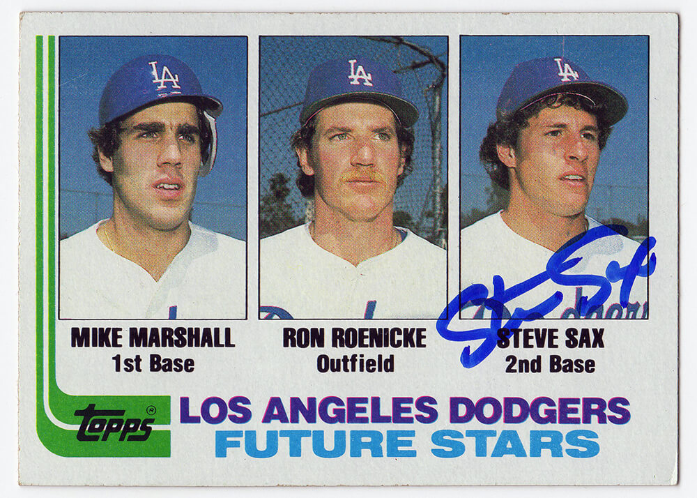 SAXCAR102 Steve Sax Signed Los Angeles Dodgers 1982 Topps Future Stars Rookie Baseball Card No.681