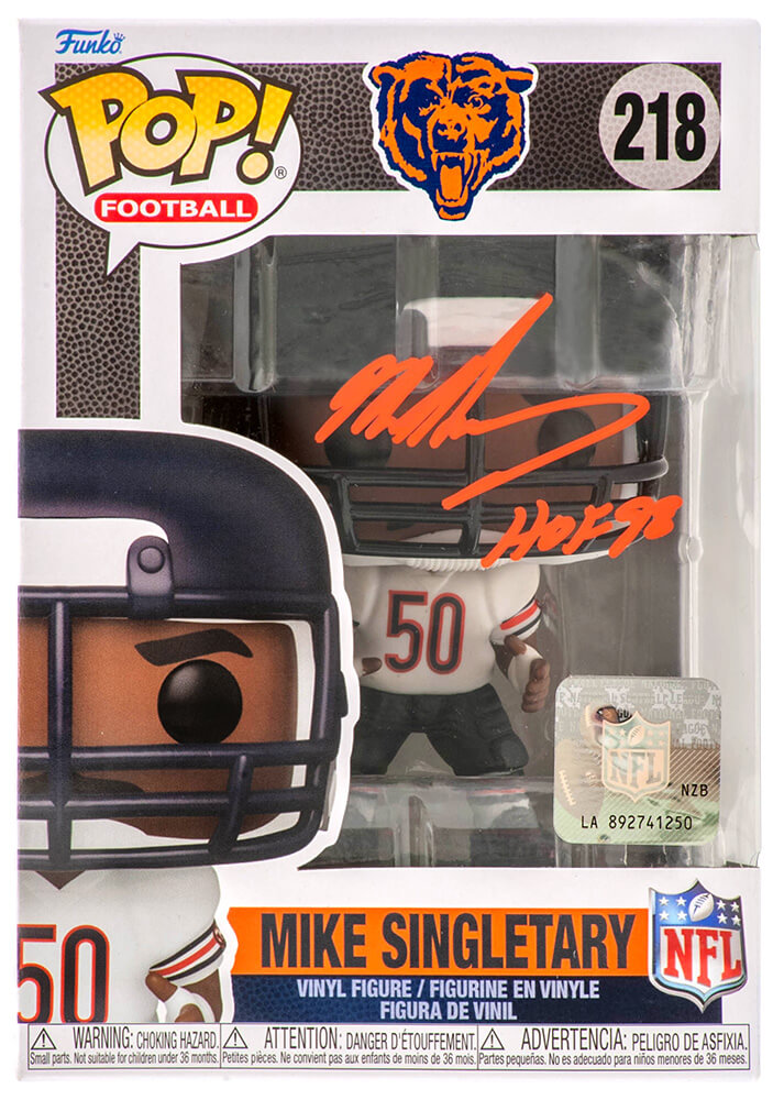 SINFUN300 Mike Singletary Signed Chicago Bears Mike Singletary Funko Pop Doll No.218 with HOF 98
