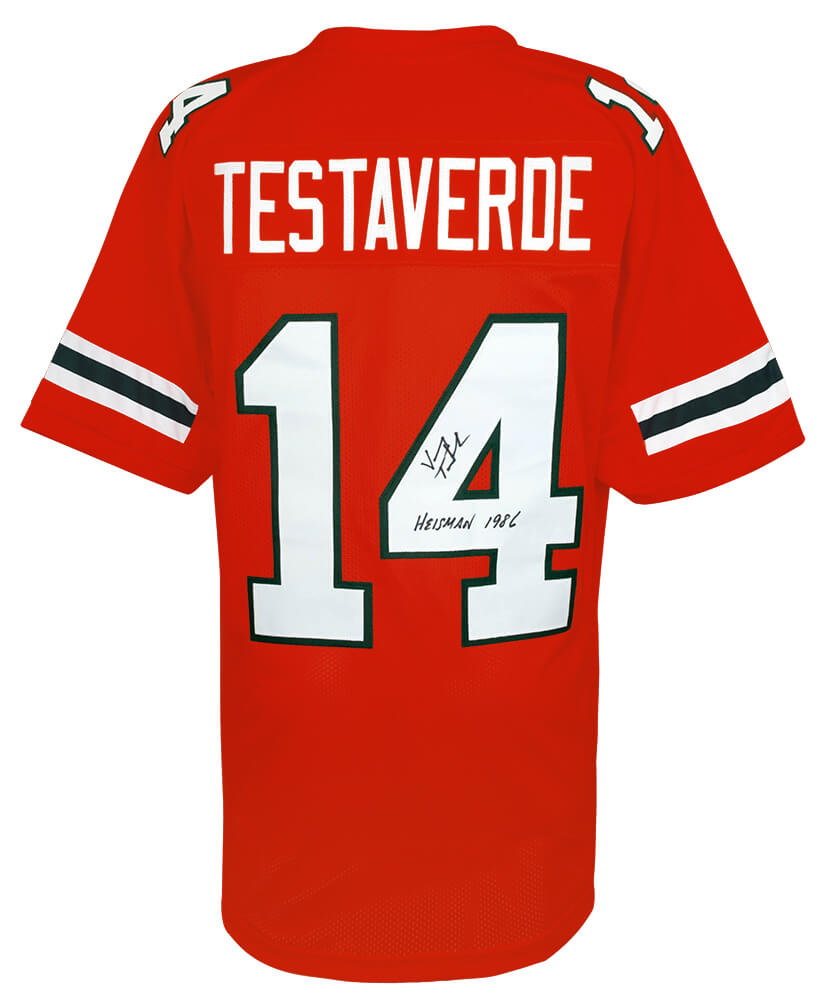 TESJRY305 Vinny Testaverde Signed Throwback Custom College Football Jersey with Heisman 1986, Orange