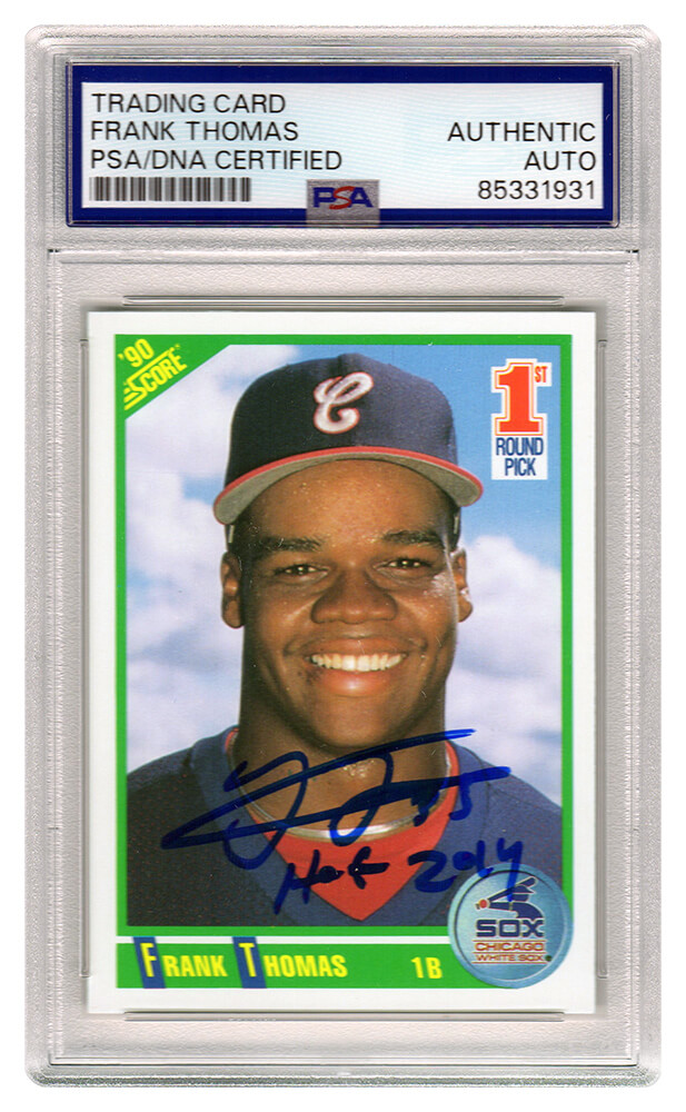 THOCAR122 Frank Thomas Signed White Sox 1990 Score Rookie Baseball Card No.663 with HOF 2014 PSA Encapsulated
