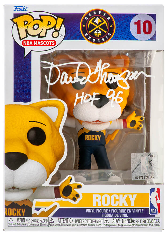 THOFUN200 David Thompson Signed Denver Nuggets Rocky NBA Mascot Funko Pop Doll No.10 with HOF 96