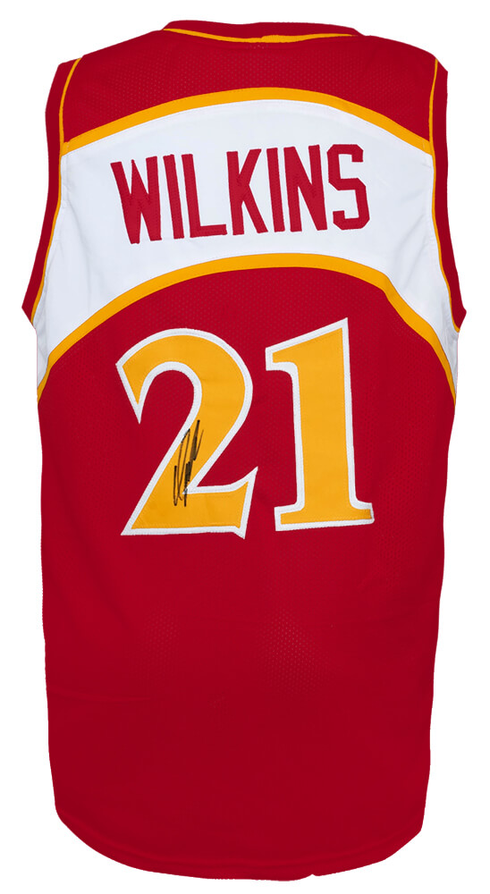 WILJRY212 Dominique Wilkins Signed Throwback Custom Jersey, Red