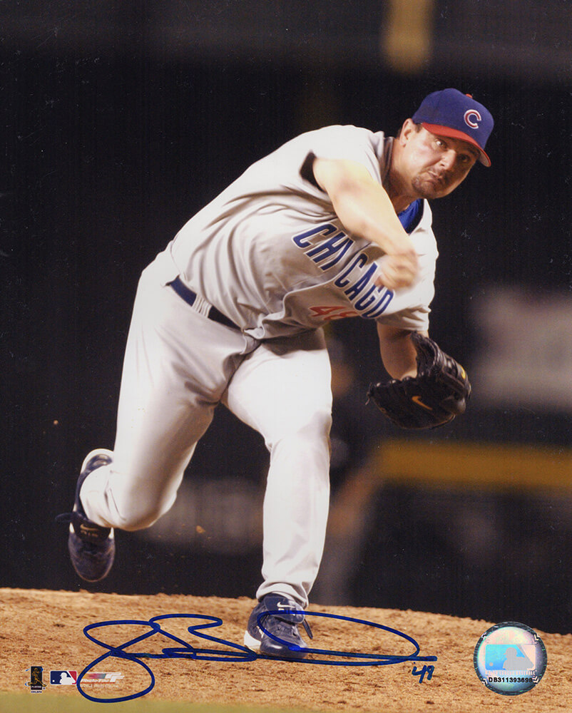 Picture of Schwartz Sports Memorabilia BOR08P111 8 x 10 in. Joe Borowski Signed Chicago Cubs Grey Jersey Pitching Photo