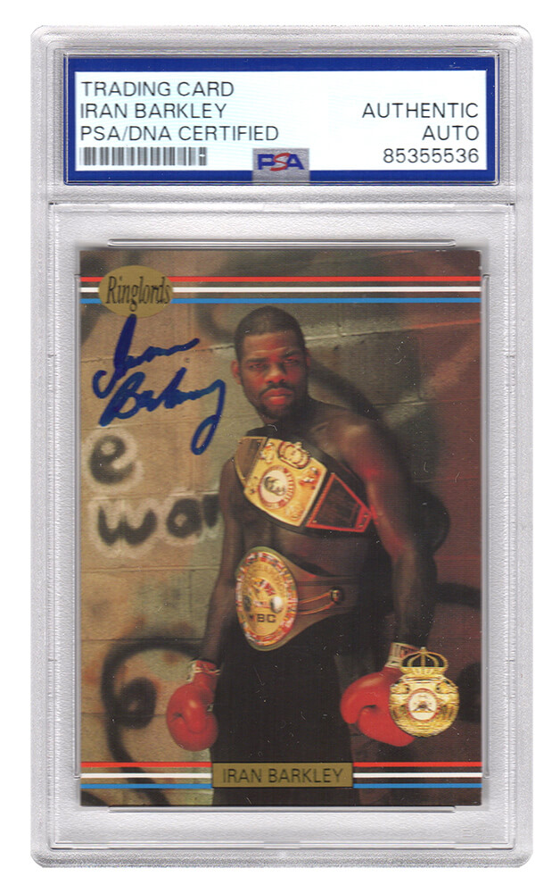 BARCAR505 Iran Barkley Signed 1991 Ringlords Boxing Card No. 25 - PSA Encapsulated
