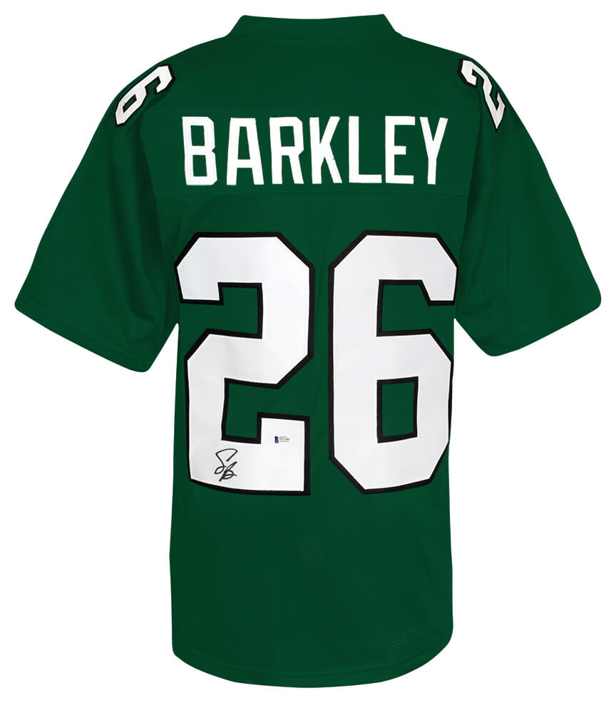 BARJRY316 Saquon Barkley Signed Custom Jersey - Beckett COA, Light Green