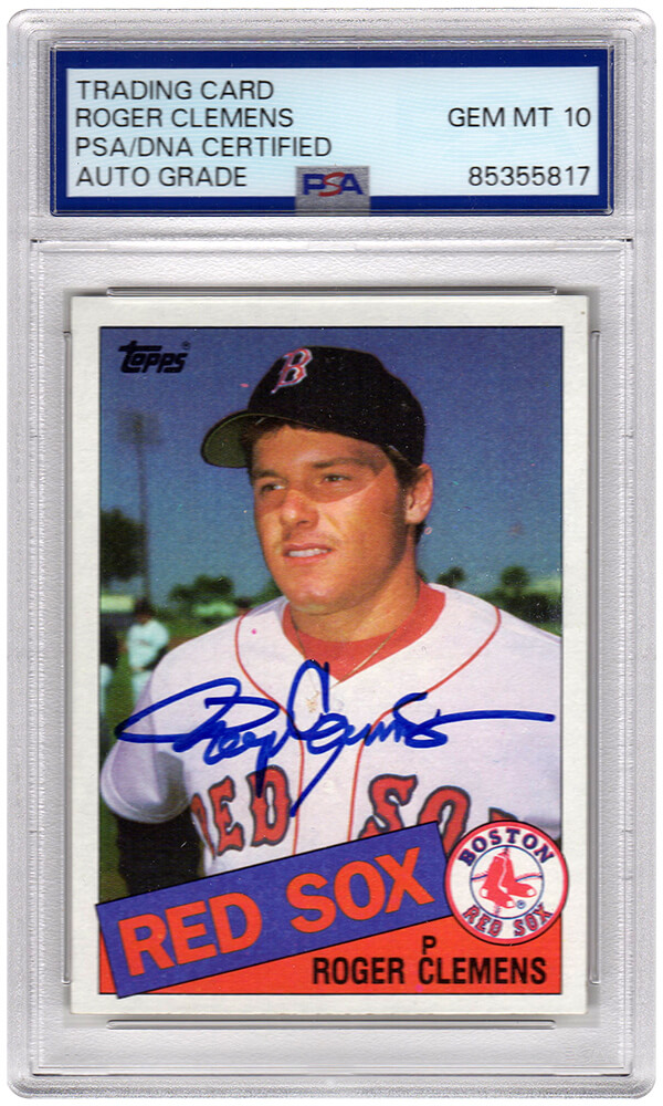 Picture of Schwartz Sports Memorabilia CLECAR114 Roger Clemens Signed Boston Red Sox 1985 Topps Rookie Baseball Card No. 181 PSA Encapsulated - Auto Grade 10