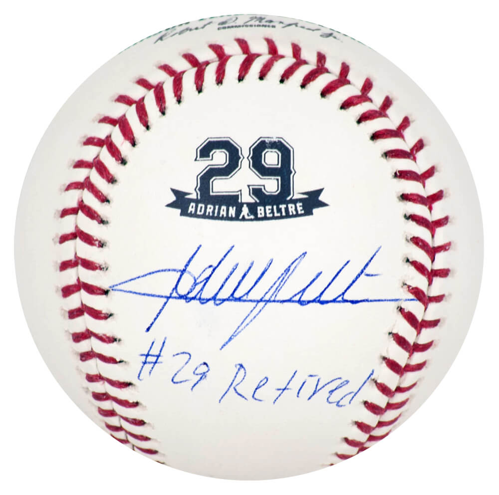 BELBSB111 Adrian Beltre Signed Rawlings Retirement Logo MLB Baseball with No. 29 Retired - JSA