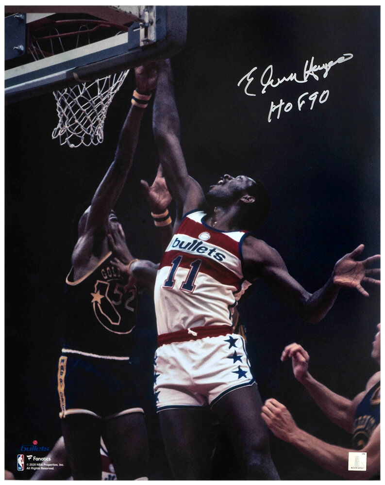 Picture of Schwartz Sports Memorabilia HAY16P207 16 x 20 in. Elvin Hayes Signed Washington Bullets Jersey Action Photo with HOF 90&#44; White